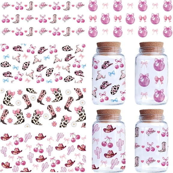 5 Packs Leopard Print Rub On Transfers Cup Wraps Cup Transfer Stickers PVC Bottle Stickers Decals Bottle Decor Display Gift DIY Crafts for Women Family Friends Besties 4.33x9.44 Inch 1set
