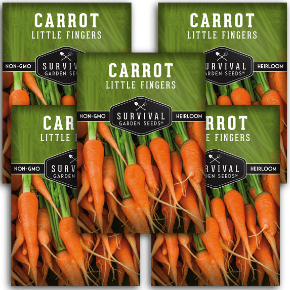 5 Packs Little Fingers Carrot - Non-GMO Heirloom Vegetable Seeds - Full Sun Biennial