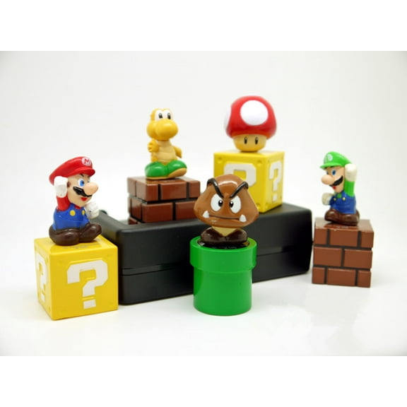 5 Packs Mario Toys Bros Super Mary Princess, Turtle, Mushroom, Orangutan, Action Figures 2 Inch