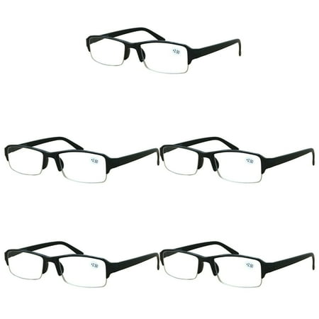 5 Packs Men Women Rectangular Half Frame Blue Light Blocking Reading Glasses Readers for Gaming Computer +1.00