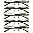 thumbnail image 1 of 5 Packs Mens Rectangle Half Frame Reading Glasses Blue Light Blocking Black Spring Hinge Readers +2.75, 1 of 5