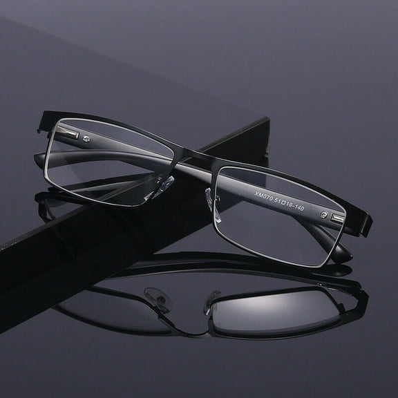 5 Packs Mens Rectangular Classic Metal Frame Reading Glasses Black Spring Hinge Readers +1.00