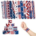 thumbnail image 1 of 5 Packs Patriotic Slap Bracelets Bulk Pack-USA Flag Wristbands for Party Favors,Independence Day Celebrations & National Events-Assorted Designs, 12pcs PVC Material-Fun Giveaways & Activity Prizes, 1 of 6