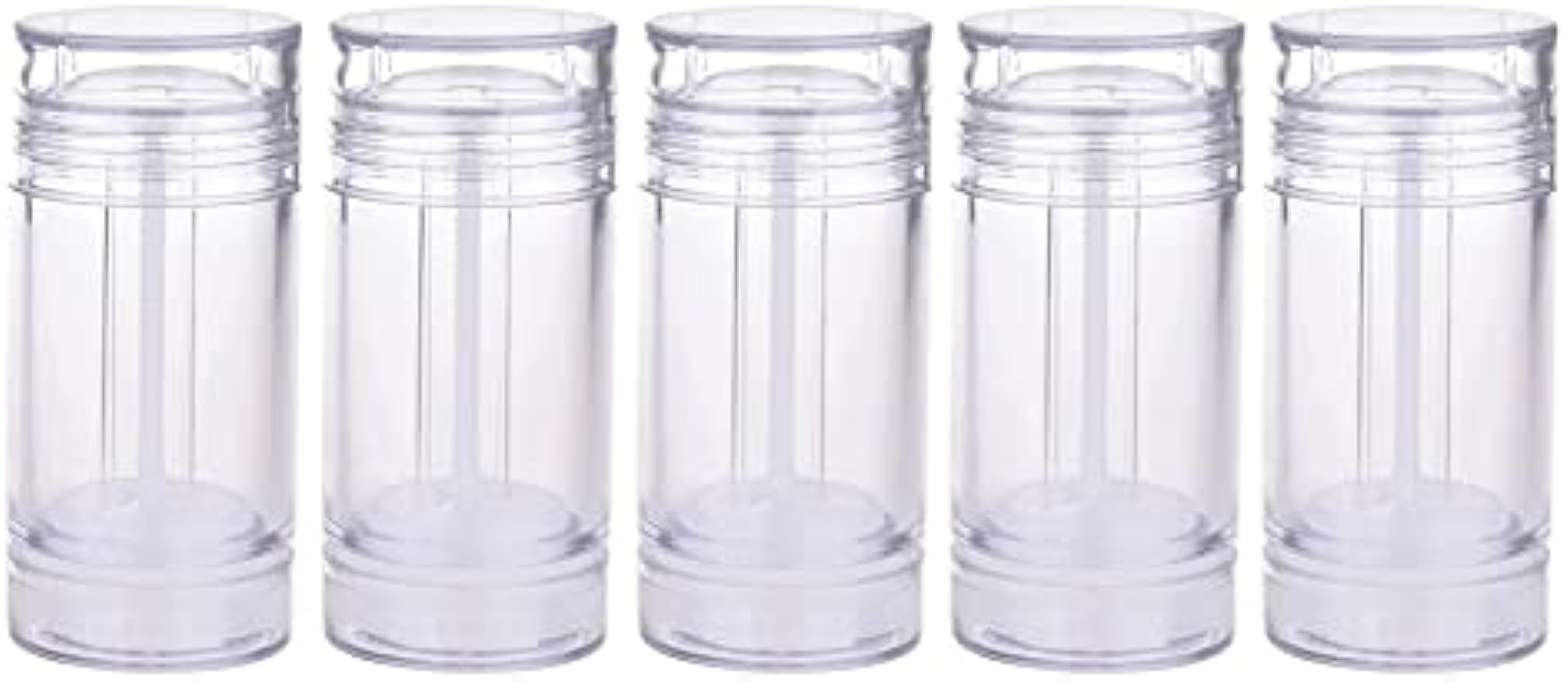 5 Packs Plastic Deodorant Containers,1 Oz /30ml Empty Clear Cylinder