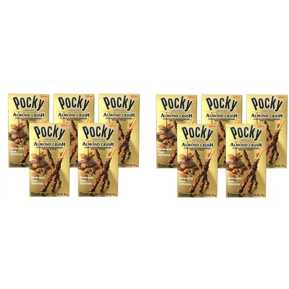 5 Packs Pocky Chocolate Almond Crush Biscuit By Glico 1.45oz