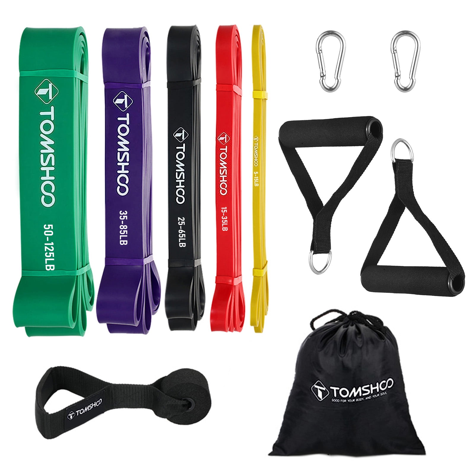 TOMSHOO 5-Pack Resistance Bands, Pull-Up Assistance, TPE Workout
