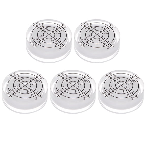 5 Packs Round Bubble Level 32x12mm Mini Circular Bullseye Spirit Levels Degree Marked for Camera Tripod Workshop, White