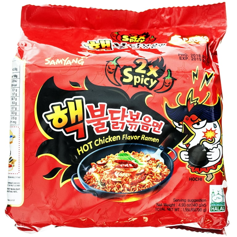 (5 Packs) Samyang 2x Spicy Hot Chicken Flavor Instant Ramen, 4.93 oz