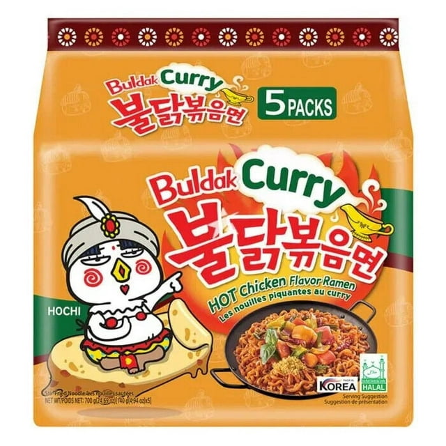 【5 Packs】Samyang Buldak Curry Chicken Flavor Ramen Stir-Fried Korean Hot Noodle Challenge