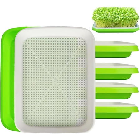 5 Packs Seed Sprouting Tray,Microgreens Growing Trays Big Capacity Sprouts Growing Kit Soil-Free Sprouter Tray for Sprouting Seeds