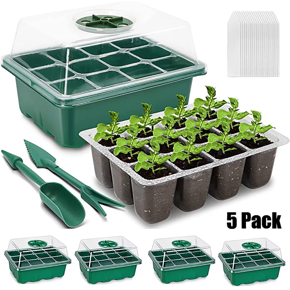 5 Packs Seedling Starting Trays 12 Holes Germination Pot Seed Grows Box