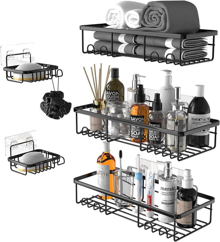 5 Packs Shower Shelves, Adhesive Shower Organizer No Drilling, with