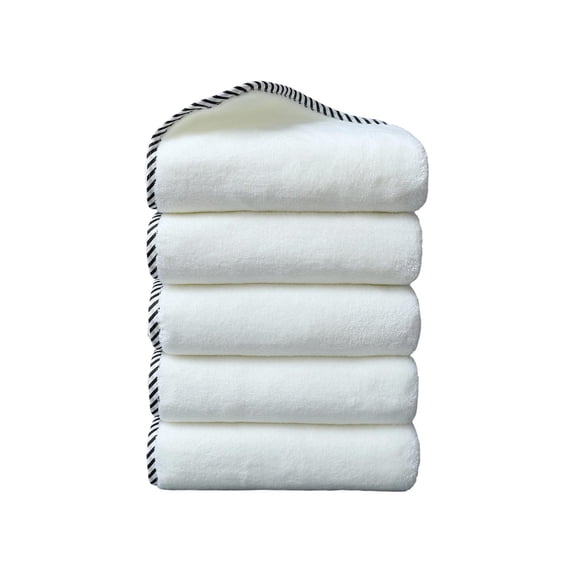 5 Packs Solid Color Cotton Bath Towels Premium Soft, Absorbent & Quick-Drying Towels for Bathroom, Gym, Spa & Hotel Use, White