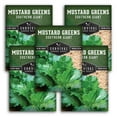 thumbnail image 1 of 5 Packs Southern Giant Mustard Greens Seeds - Non-GMO Heirloom Full Sun Biennial Vegetable, 1 of 9