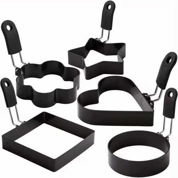 5 Packs Stainless Steel Nonstick Egg Rings - Fun Shapes for Creative Breakfast Presentations