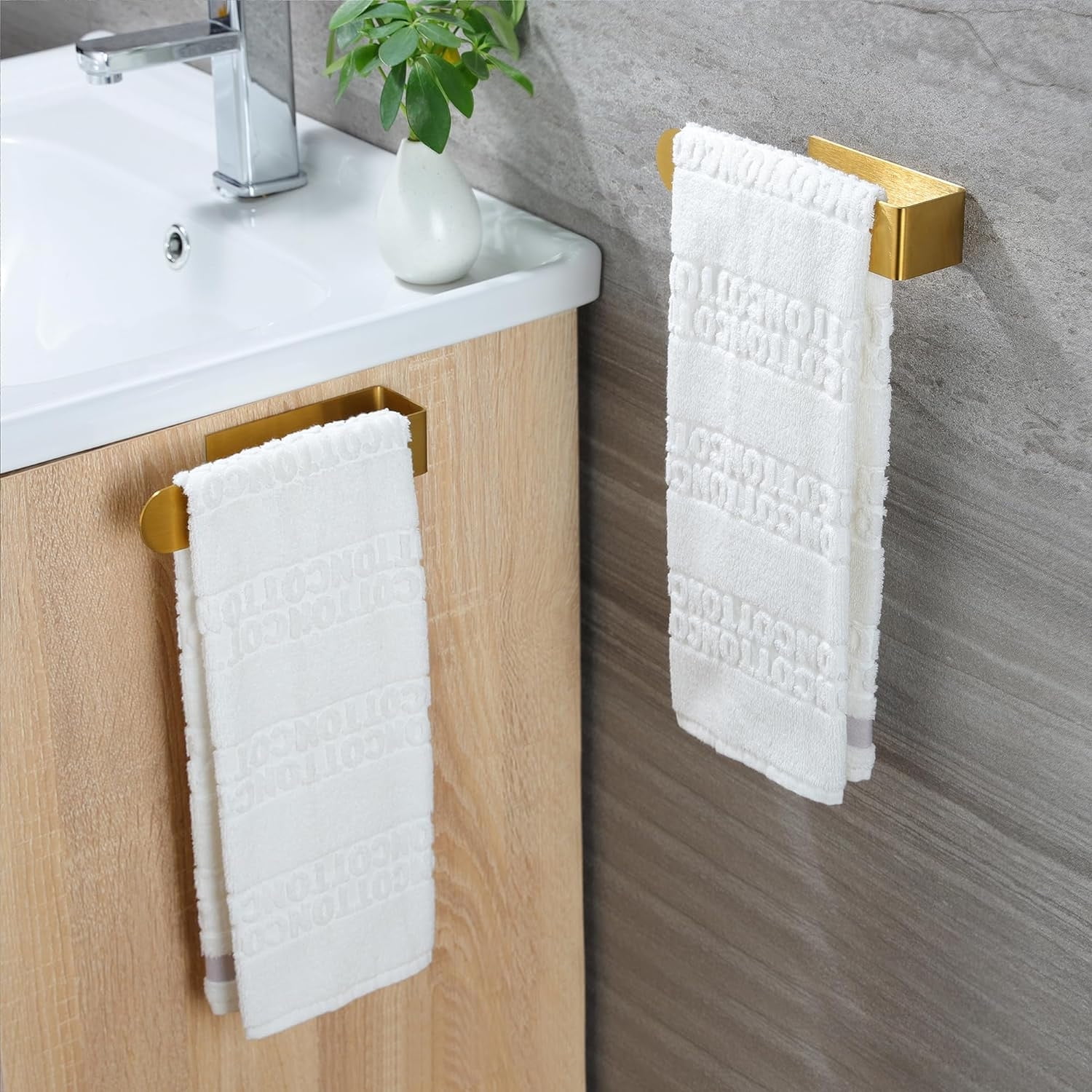 2-Pack 8 Inch Self-Adhesive Towel Bars – Brushed Gold, U-Shape, Rustproof Aluminum, No Drill Towel Rack For Bathroom Kitchen - View #12