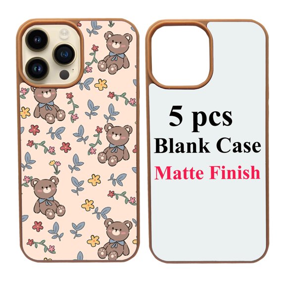 5 Packs Sublimation Blank Phone Case Covers Compatible with iPhone 13 Pro Max, 6.7" 2D Blanks Dye Phone Case With Aluminum Inserts Personalized Printable Sub Phone Cover Blanks Soft Rubber Brown