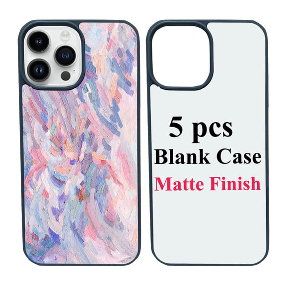 5 Packs Sublimation Blank Phone Case Covers Compatible with iPhone 13 Pro Max, 6.7" 2D Blanks Dye Phone Case With Aluminum Inserts Personalized Printable Sub Phone Cover Blanks Soft Rubber Bark Blue