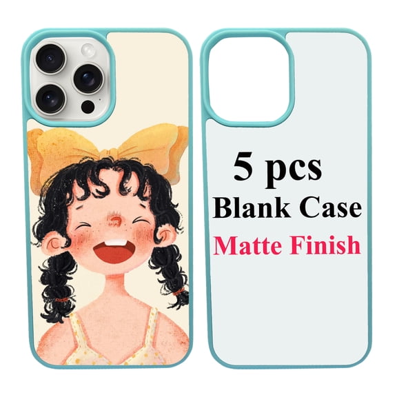 5 Packs Sublimation Blank Phone Case Covers Compatible with iPhone 14 Pro Max, 6.7" 2D Blanks Dye Phone Case With Aluminum Inserts Personalized Printable Sub Phone Cover Blanks Soft Rubber Light Blue