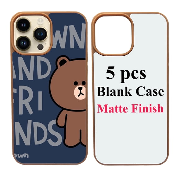 5 Packs Sublimation Blank Phone Case Covers Compatible with iPhone 14 Pro Max, 6.7" 2D Blanks Dye Phone Case With Aluminum Inserts Personalized Printable Sub Phone Cover Blanks Soft Rubber Brown
