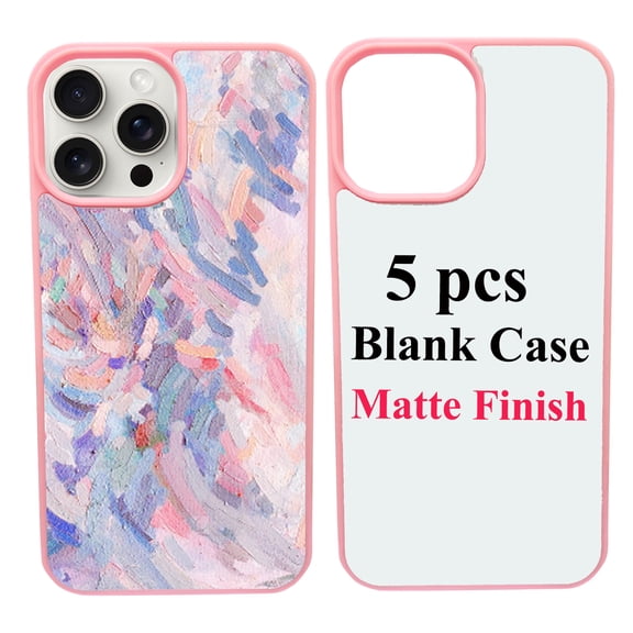 5 Packs Sublimation Blank Phone Case Covers Compatible with iPhone 14 Pro Max, 6.7" 2D Blanks Dye Phone Case With Aluminum Inserts Personalized Printable Sub Phone Cover Blanks Soft Rubber Pink