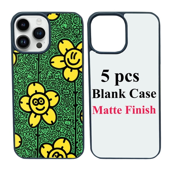 5 Packs Sublimation Blank Phone Case Covers Compatible with iPhone 14 Pro Max, 6.7" 2D Blanks Dye Phone Case With Aluminum Inserts Personalized Printable Sub Phone Cover Blanks Soft Rubber Bark Blue