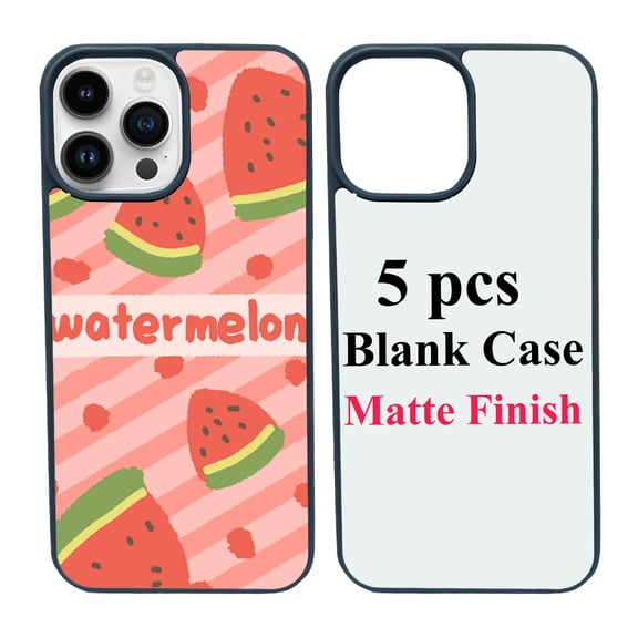 5 Packs Sublimation Blank Phone Case Covers Compatible with iPhone 15 Pro Max, 6.7" 2D Blanks Dye Phone Case With Aluminum Inserts Personalized Printable Sub Phone Cover Blanks Soft Rubber Bark Blue