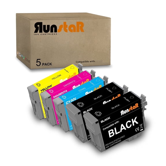 5 Packs Replacement for T127 Ink Cartridge use for EpsonStylusNX530NX625WorkForce60545630633635645840845WF-3520WF-3530WF-3540WF-7010(2 Black/Cyan/Magenta/Yellow)