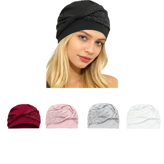 5 Packs Turban Head Scarves - Soft Stretchy Beanies for Women, Full Coverage, All Seasons