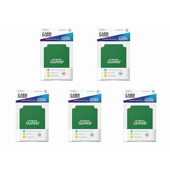 5 Packs Ultimate Guard Green Card Dividers (10) Standard Size Value Bundle!
