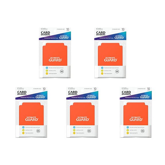 5 Packs Ultimate Guard Orange Card Dividers (10) Standard Size Value Bundle!