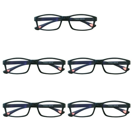 5 Packs Unisex Fashion Rectangular Reading Glasses Blue Light Blocking Readers for Men Women +2.00