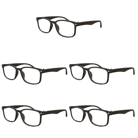 5 Packs Unisex Square Frame Blue Light Blocking Computer Reading Glasses Readers for Men Women +4.00