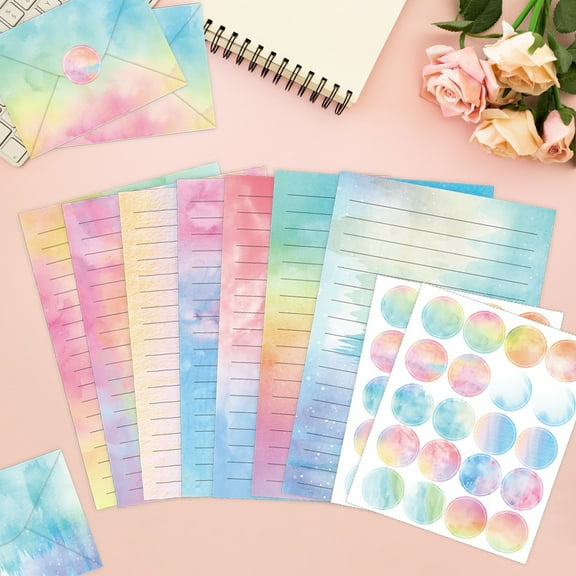 5 Packs Vintage Letter Writing Set with 50 Envelopes & Stationery Paper Floral Design for Wedding Invitations Business Correspondence Retro Style Writing Kit with Stickers