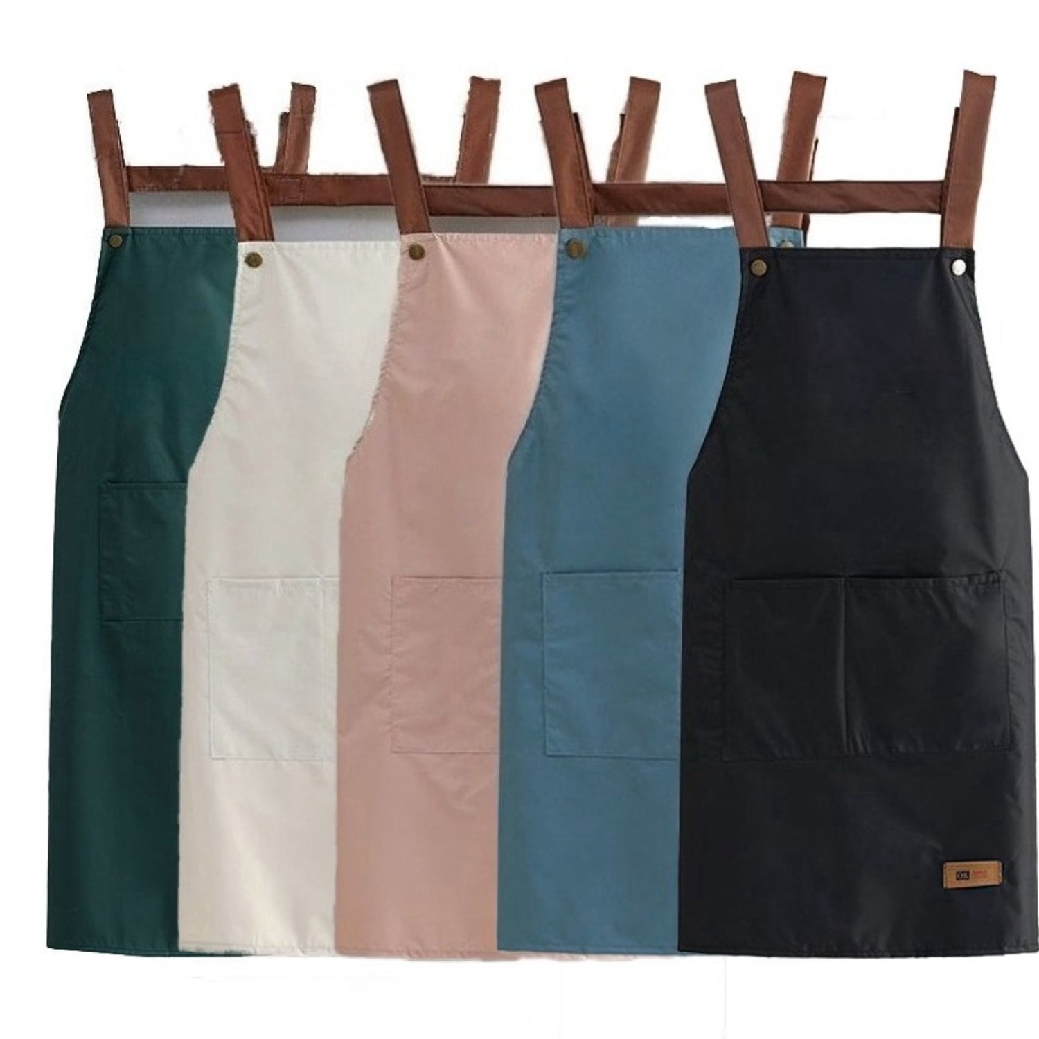 5 Packs Waterproof & Oil Resistant Apron,Adjustable Back-Strap with 2 ...