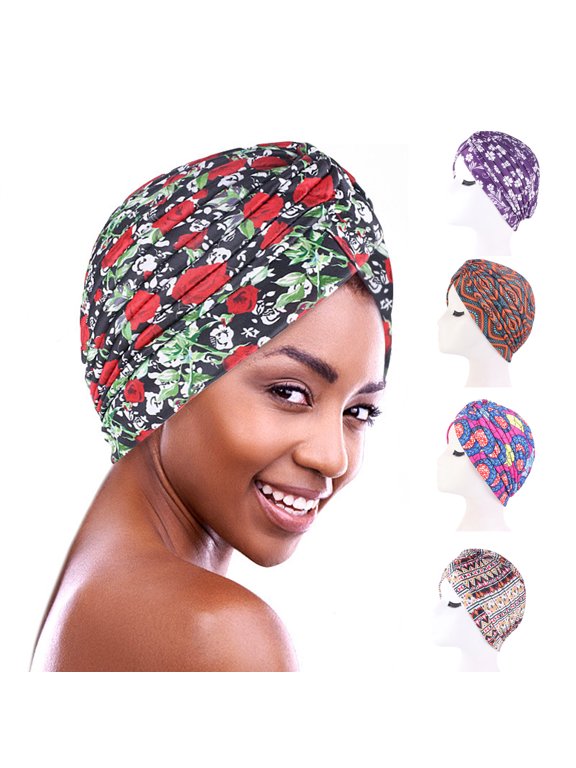 5 Packs Women Turban Braid Chemical Cancer Headscarf Cap Hair Covered Wrap Hat