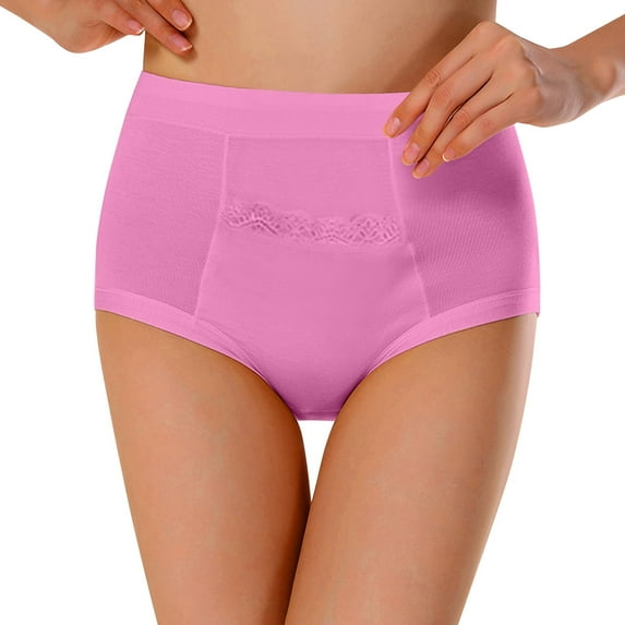 5 Packs Women's Period Underwear Menstrual Pocket Pocket High Waist Anti Leakage Briefs Panties for Women L Watermelon Red