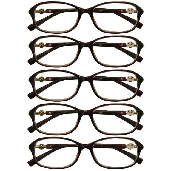 5 Packs Womens Oval Frame Reading Glasses Lightweight Classic Style Readers +1.00