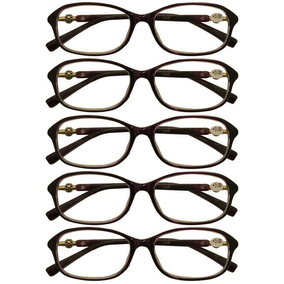 5 Packs Womens Oval Frame Reading Glasses Lightweight Classic Style Readers +2.00