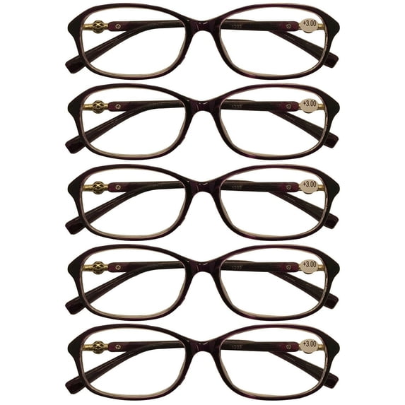 5 Packs Womens Oval Frame Reading Glasses Lightweight Classic Style Readers +4.00