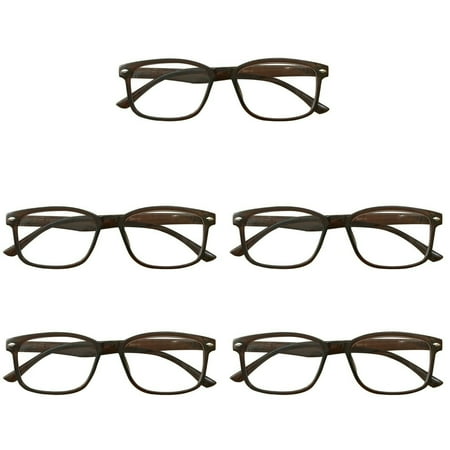 5 Packs Womens Square Frame Blue Light Blocking Computer Reading Glasses Classic Style Readers +2.00