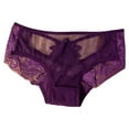 thumbnail image 1 of 5 Packs Womens Underwear Cut Out Lace Low Rise Lift Traceless Pure Briefs Panties for Women One Size Purple, 1 of 3