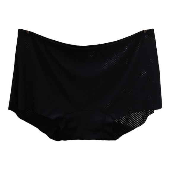 5 Packs Womens Underwear Solid Color Breathable Microfiber High Waist Ice Silk Seamless Briefs Panties for Women One Size Black