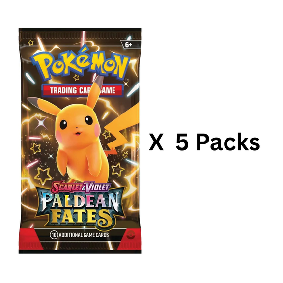 5 Packs X Pokemon TCG Paldean Fates Loose Booster Pack English Ship Sealed