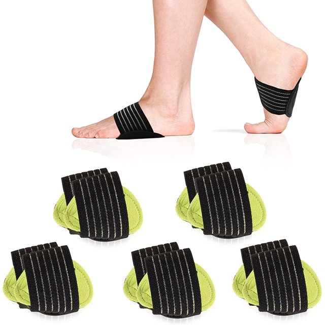 (5 Pair) Arch Support Brace Compression Cushioned Support Sleeves