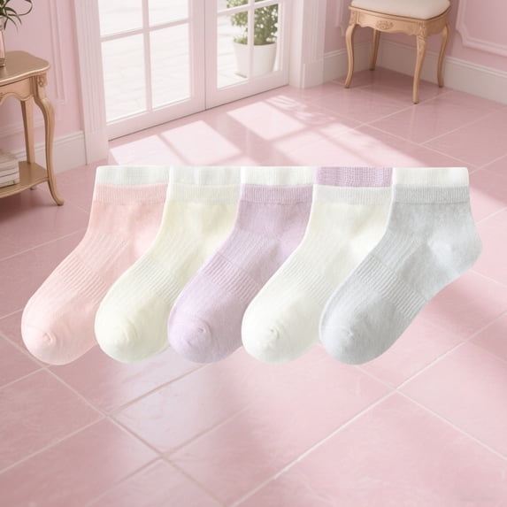 5 Pair Children Sport Ankle Socks Boys Girls Athletic Casual Breathable Comfortable Cotton Crew Sock Boys Short Socks 6Y
