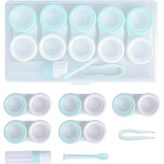 5 Pair Contact Lens Case, Contact Lens Case, Portable Contact Lens Case Travel Kit, Colorful Contact Lens Storage Case with ,Green