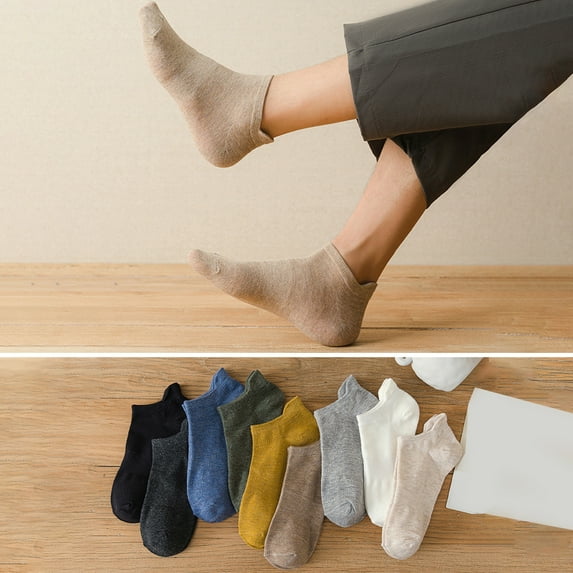 5 Pair Cotton Socks Non-slip Comfortable Breathable Solid Color Wear-resistant Ergonomically Designed Socks for