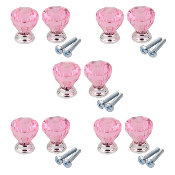 5 Pair Diamond Shape Drawer Knobs for Bathroom Dresser Cupboard Cabinet Pink