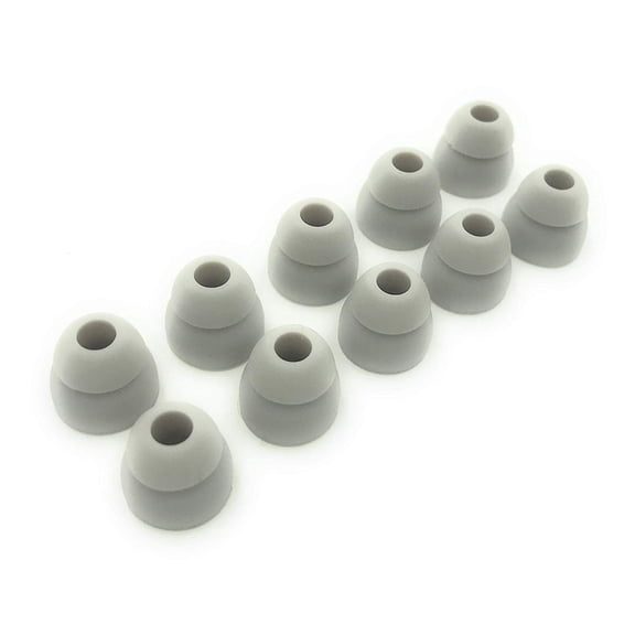5 Pair Double Flange Earbud Headphones Replacement Silicone Ear Tips for Skullcandy, Panasonic, LG, Powerbeats, Symphonized, iFrogz, Mpow, JVC and More (Gray)